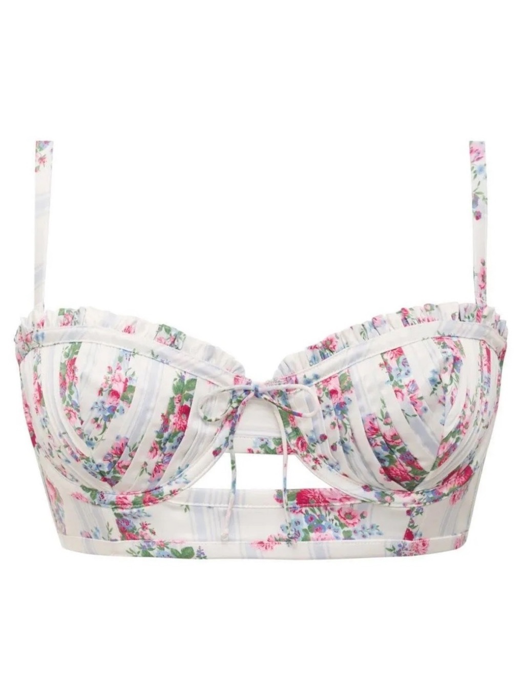 Nwt For Love And Lemons Floral Strappy White Bra Size M